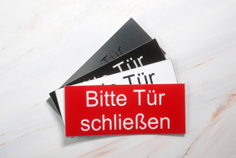 Bitte Tür schließen rot | Graviertes Schild, Einleger, Briefkastenschild
