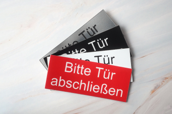 Bitte Tür abschließen | Graviertes Schild, Einleger, Briefkastenschild