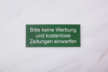 Bitte keine Werbung grün | Graviertes Schild, Einleger, Briefkastenschild