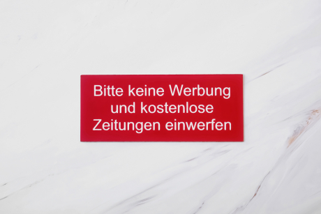 Bitte keine Werbung rot | Graviertes Schild, Einleger, Briefkastenschild