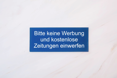 Bitte keine Werbung blau | Graviertes Schild, Einleger, Briefkastenschild