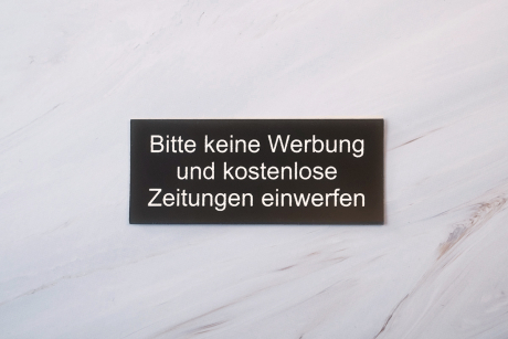 Bitte keine Werbung schwarz | Graviertes Schild, Einleger, Briefkastenschild
