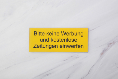 Bitte keine Werbung gelb | Graviertes Schild, Einleger, Briefkastenschild