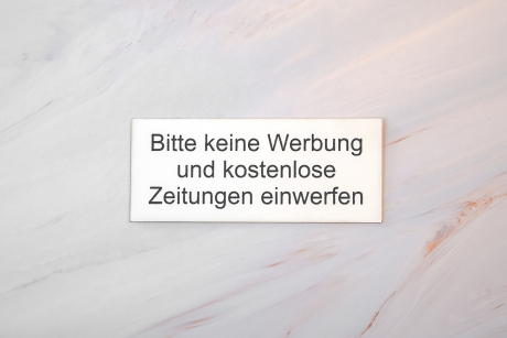 Bitte keine Werbung weiß | Graviertes Schild, Einleger, Briefkastenschild
